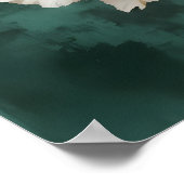 Blush Rose Elegance on Deep Jade Poster (Ecke)