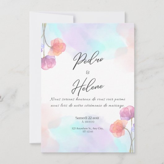 Blush Rose Eleganz Hochzeitseinladung Einladung (Vorderseite)