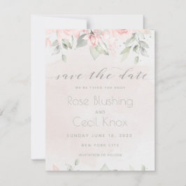 Blush Rose Eukalyptus Greenery Save the Date Karte