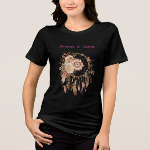 Blush Rose Feathers Dream Catcher Tri-Blend Shirt