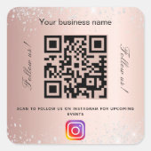 Blush-Rose-Firmenname qr-Codeinstagramm Quadratischer Aufkleber (Vorderseite)