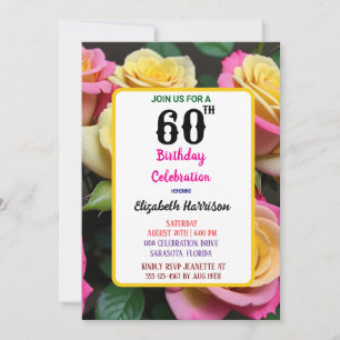 Blush Rose Floral 60. Geburtstagsparty Einladung