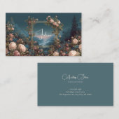 Blush Rose Floral and Misty Valley Gold Frame Visitenkarte (Vorne/Hinten)