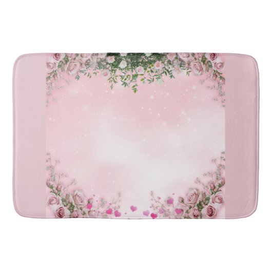 Blush Rose Floral Bathroom Mat Badematte (Vorderseite)