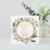 Blush Rose Floral Gold Moderne Typografie Script Einladung (Stehend Vorderseite)