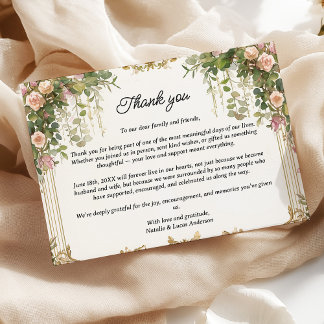 Blush Rose Floral & Greenery Danke Karte