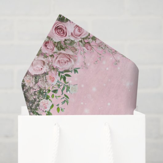 Blush Rose Floral Tissue Paper Seidenpapier (Geschenktüte)