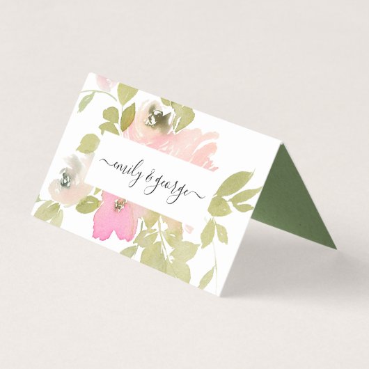 BLUSH ROSE FLORAL WATERCOLOR WEDD PLATZKARTEN (Rückseite)