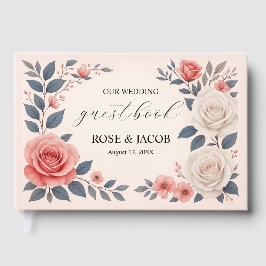 Blush Rose Floral Wedding Guest Book Gästebuch