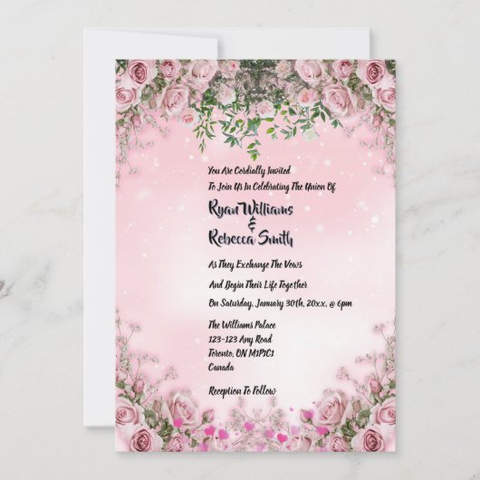 - Blush Rose Floral Wedding Invitation Einladung (Vorderseite)
