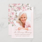 Blush Rose Foto Beerdigung Gedenkkarte Einladung (Vorne/Hinten)
