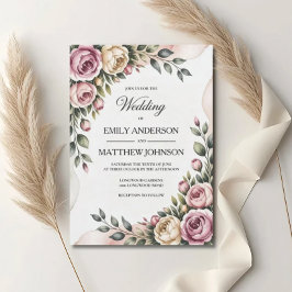 Blush & Rose Garden Floral Wedding Invitation Einladung