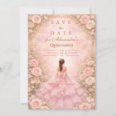 Blush Rose Garden Quinceañera Save The Date (Vorderseite)