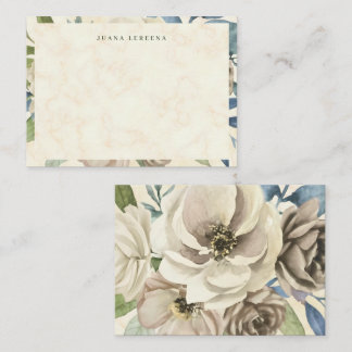 Blush Rose Garden Watercolor Floral Flat Note Card Mitteilungskarte