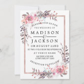 Blush & Rose Gerahmte Hochzeitseinladungen Einladung (Vorderseite)