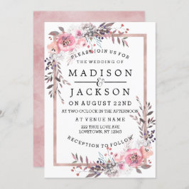 Blush & Rose Gerahmte Hochzeitseinladungen Einladung