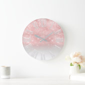 Blush Rose Glitter Ombre White Spark Princess Große Wanduhr (Zuhause)