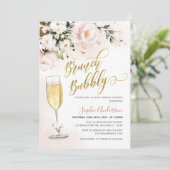 Blush Rose Glitzer Brunch und Bubbly Einladung (Stehend Vorderseite)