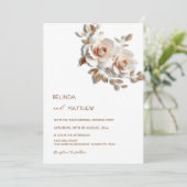 Blush Rose Gold 3D Flowers Simple Einladung (Stehend Vorderseite)