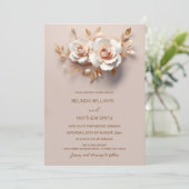 Blush  Rose Gold 3D Flowers Simple Einladung (Stehend Vorderseite)