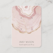 Blush Rose Gold Agate Marble 2 Earring Display Visitenkarte (Vorderseite)