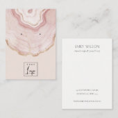 Blush Rose Gold Agate Marble Logo-Vorführung Visitenkarte (Vorne/Hinten)