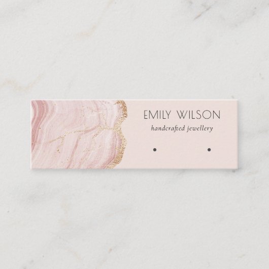 Blush Rose Gold Agate Marble Stud Earring Display Mini Visitenkarte (Vorderseite)
