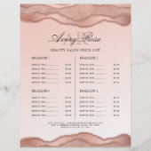 Blush Rose Gold Agate Schönheitssalon Preisliste (Vorderseite)