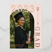 Blush Rose Gold Arch & Arrow Abschluss Folieneinladung (Vorderseite)