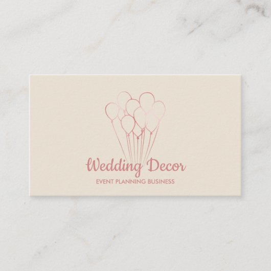 Blush Rose Gold Ballon Event Plane Social Media Visitenkarte (Vorderseite)