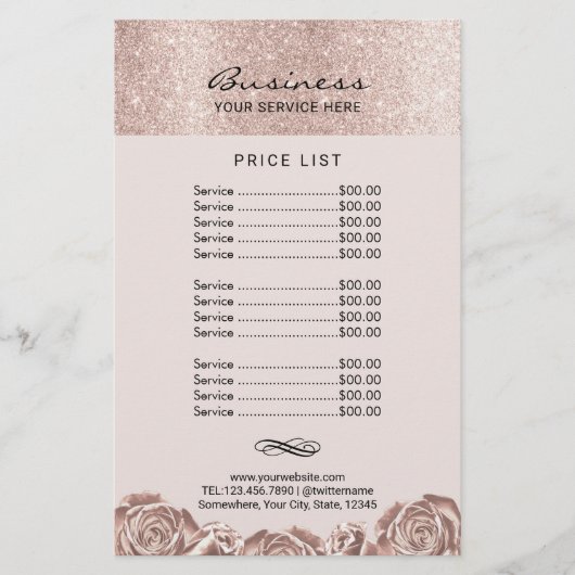 Blush Rose Gold Blumenbeauty Salon Wellness-Center Flyer (Vorne)