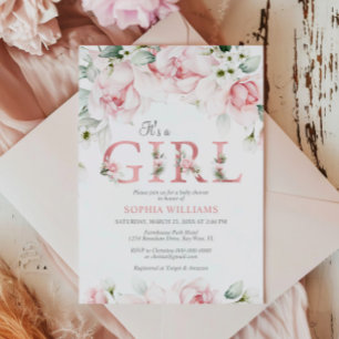 Blush & Rose Gold Blumenspülung Einladung