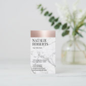 Blush Rose Gold Border Moderner weißer Marmor Visitenkarte (Stehend Vorderseite)