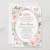 Blush Rose Gold Butterfliegen Quinceañera