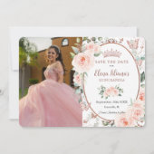 Blush Rose Gold Butterfliegen Quinceañera Save The Date (Vorderseite)