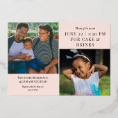 Blush Rose Gold Calligraphy Foto Abschluss Folieneinladung (Rückseite)