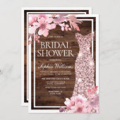 Blush Rose Gold Dress Rustikales Brautparty Einladung (Vorne/Hinten)