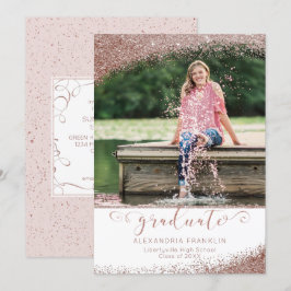 Blush & Rose Gold Elegantes Script Graduate Einladung