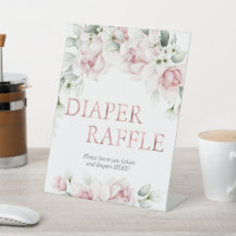 Blush & Rose Gold Floral Diaper Raffel-Zeichen
