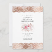 Blush & Rose Gold Floral & Lace Bridesmaid's Lunch Einladung (Vorderseite)