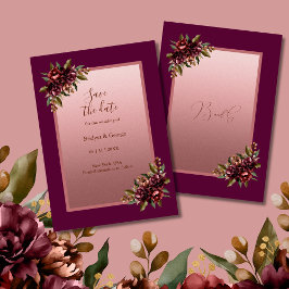 Blush Rose Gold Floral wedding Save the Date Einladung
