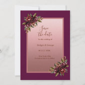 Blush Rose Gold Floral wedding Save the Date Einladung (Vorderseite)