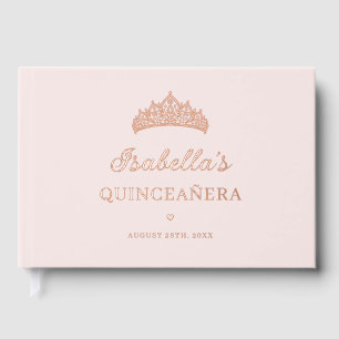 Blush Rose Gold Folie Quinceañera Gästebuch