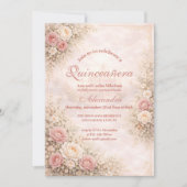 Blush Rose Gold Garden Quinceañera Einladung (Vorderseite)