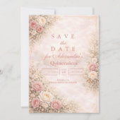 Blush Rose Gold Garden Quinceañera Save The Date (Vorderseite)