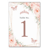 Blush Rose Gold Geburtstag Quinceanera Tischnummer (Rückseite)