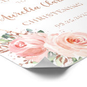 Blush Rose Gold Geometric Christening Sign Poster (Ecke)