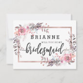 Blush & Rose Gold Gerahmt werden Sie meine Bridesm Einladung (Vorderseite)