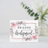 Blush & Rose Gold Gerahmt werden Sie meine Bridesm Einladung (Stehend Vorderseite)