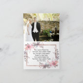 Blush & Rose Gold Gerahmte Blumenhochzeit Vielen D Dankeskarte (Innenseite)